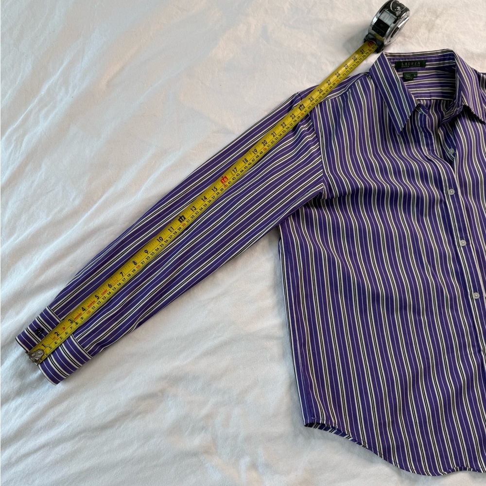 Lauren Ralph Lauren Purple Striped Cotton Button Down Shirt XL classic 90 - Picture 9 of 13